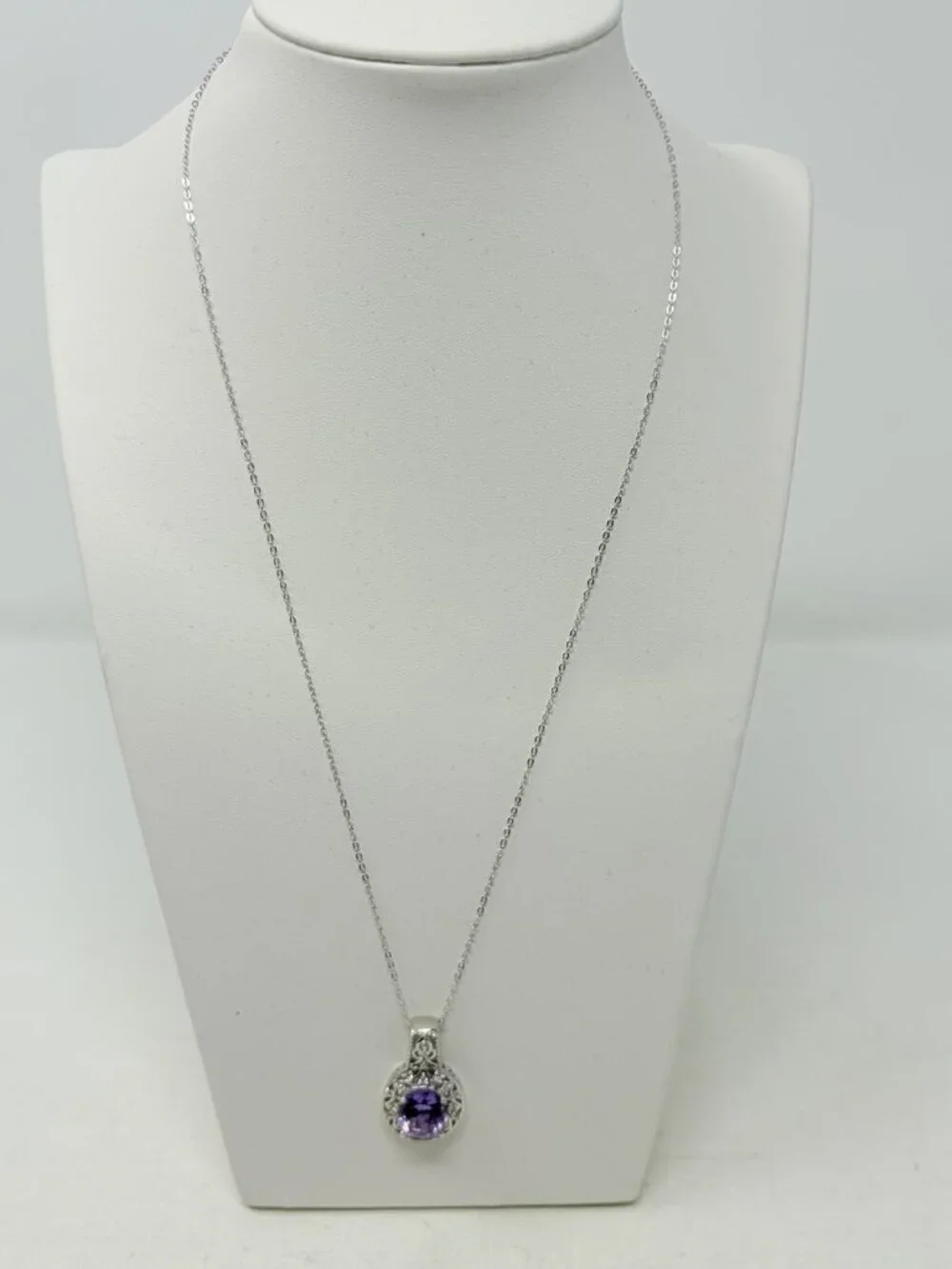 Shop LC Rose De France Amethyst/Cambodian‎ Zircon Silver Pendant & Chain 5246